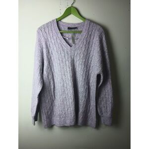 Lane Bryant Women Purple Cable Knit V-Neck Sweater Plus Size 18/20 NWT 601435245